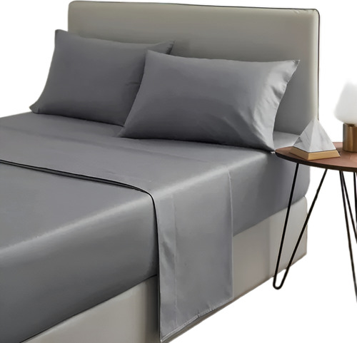 Sábanas Algodón Liso 2 Plazas 200 Hilos - Gris