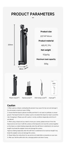 Novo TriPod Mantis Dobrável Integrado Para Dji Action 3/4