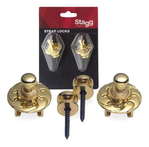 Stagg Ssl1gd Boton Strap & Lock Para Correa - Dorado