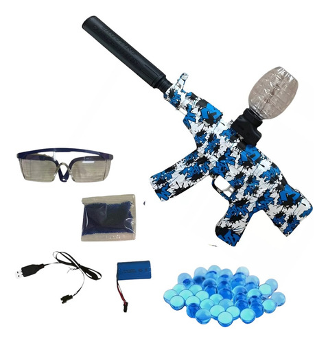 Pistola Arma Juguete Rifle Hidrogel Sonido Con Accesorios Blanco
