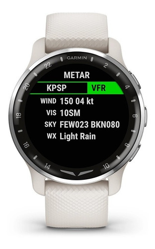 Capa de relógio Garmin D2 Air X10 GPS Aviation, cor marfim, pulseira, cor preto/marrom, cor prata