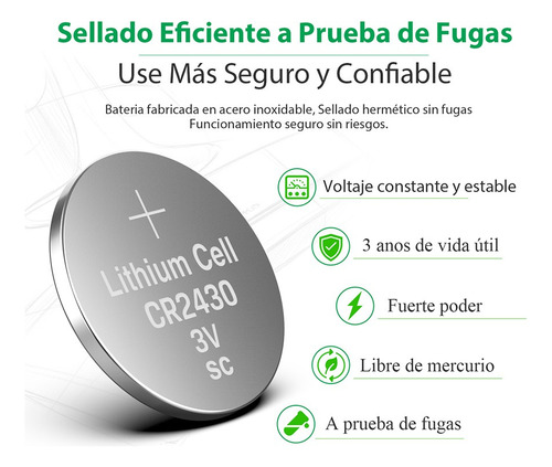 Licb 5 Pilas Baterías Cr2430 Tamaño Botón 3 Voltios