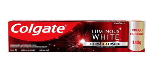 Creme Dental Colgate Luminous White Carvão Ativado 140g Full