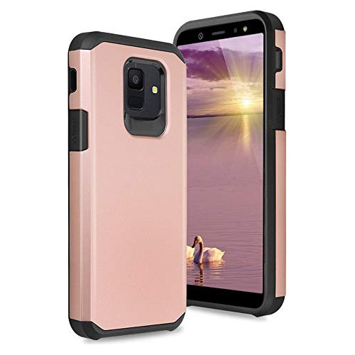 Funda Para Samsung Galaxy A6 2018 Rosa Dorado Doble Capa Hyb