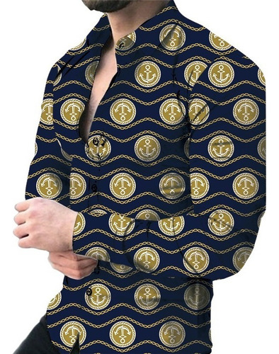 Camisa De Moda Informal For Hombre Con Estampado 3d