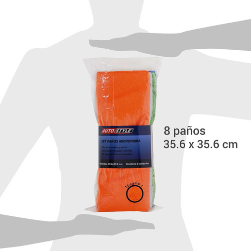 Set De Paños Para Auto Microfibra 8 Unidades