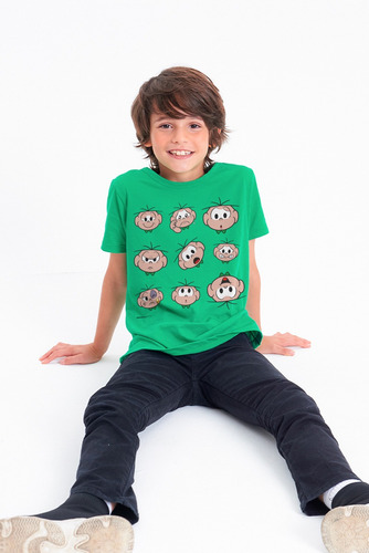 Camiseta Infantil Turma Da Mônica Rostinhos Cebolinha