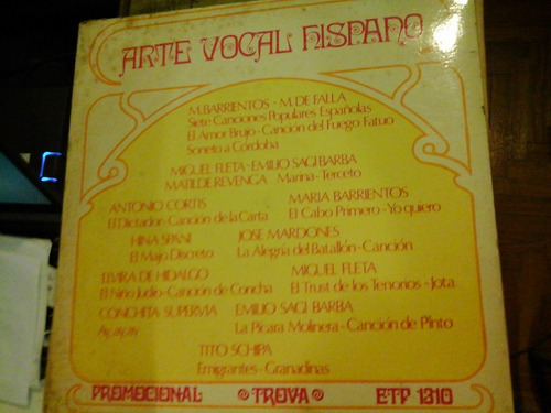 Vinilo 3948 - Arte Vocal Hispano - Varios Interpretes 