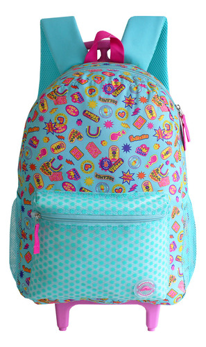 Mochila Escolar De Rodinhas Feminina Dreamer Love Clio Girls Cor Azul