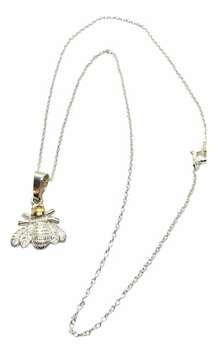 Imagen 3 de 6 de Cadena Modelo Rolo Con Dije De Abeja De Plata & Oro