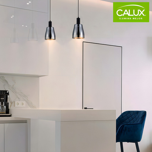 Lampara Colgante Pantalla De Cristal,c351/hu Calux Color Negro Y Humo