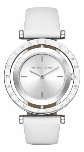 Reloj  Para Mujer Mk2524 Con Correa De Cuero Blanco