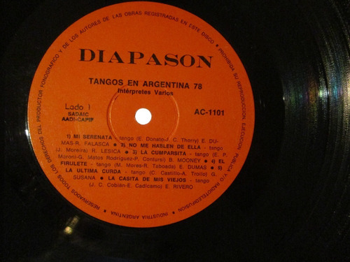 Imagen 4 de 4 de Tangos Con Sus Grandes Valores. Tangos En Argentina 78