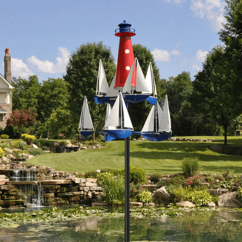 Nautical: Escultura Artística Con Viento, Diseño Único, Deco
