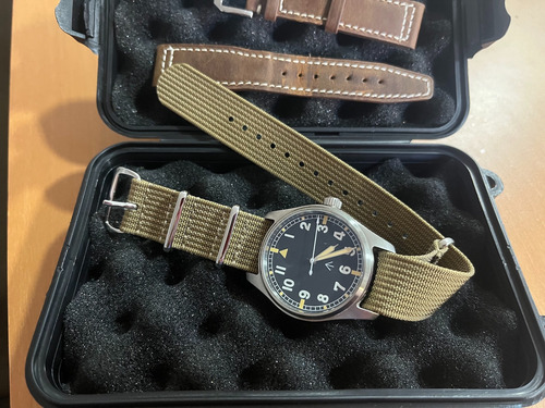 Relógio Seiko Nh35 Pilot Automático Inox Vidro Safira Beje Prata Preto (Usado)