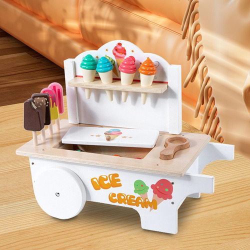 Juguete De Carrito De Helado De Madera, Juego De Juguete De