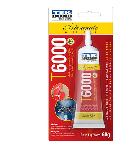 Cola Artesanato T6000 60g Tekbond Para Pedraria E Jóias