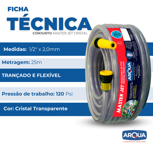 Mangueira Para Jardim Com Esguicho 1/2 X2,0mm Arqua Cor Cristal