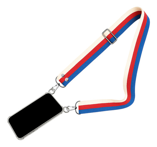 Funda Reforzada Para Motorola G53 + Correa Ancha Colgante Azul Rojo Beige Moto G53