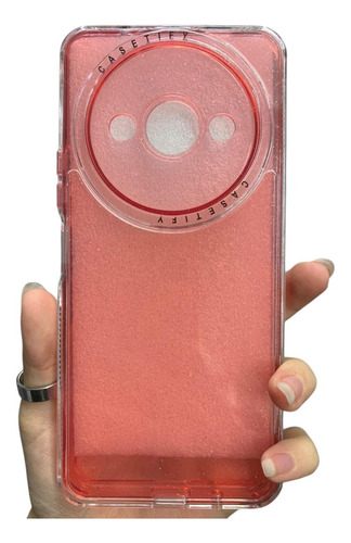 Funda Tpu Brillos Colores Para Redmi A3 Rojo Traslucida Brillos