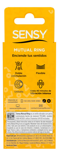 Anillo Vibrador Sensy Para Estimulación Mutua Color Naranja