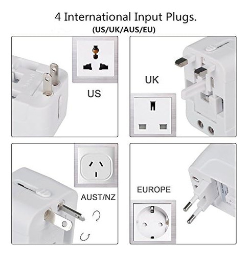 Adaptador De Viaje Internacional Universal Todo En Uno, Carg