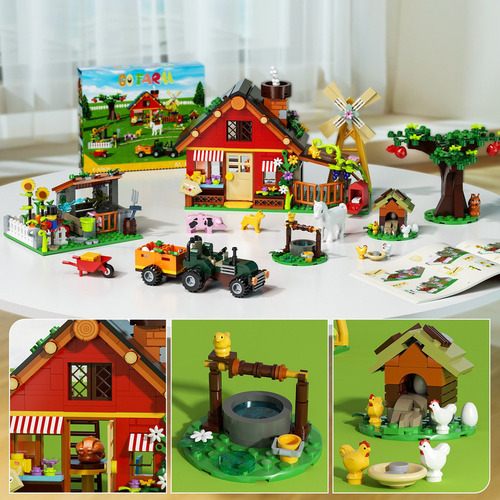 K Kits De Blocos De Construção Para Fazendas De Animais