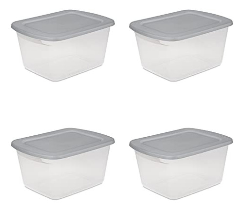 17416a04 60 Quart, 4-pack Storage Box, Clear Base With ...