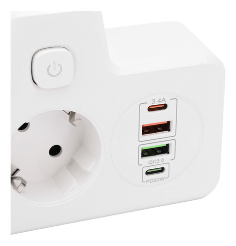 Adaptador De 2 Vías Con Múltiples Enchufes, 2 Usb 2 Tipo C
