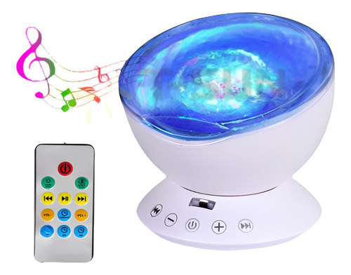 Relajante Ocean Waves Music Led Night Light Projector Lámpar