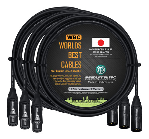 3 Unidad Cable Microfono Equilibrado 10 Pie Hecho Medida Xlr