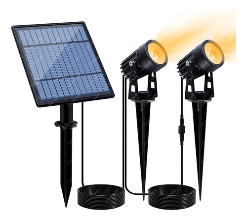 Estaca Led Solar 2x1w Jardin 2 Niveles Alta/baja Pack 2