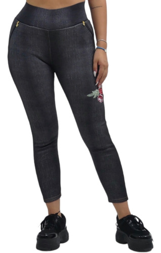 Pantalon Calza Mujer Con Polar Tipo Jeans - Adcesorios