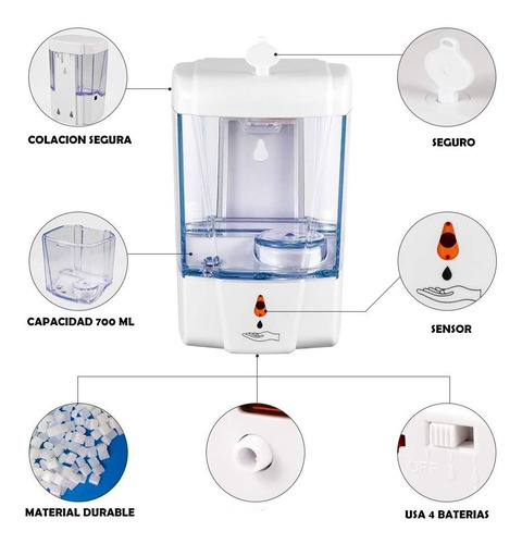 Imagen 8 de 10 de Dispensador Automatico Despachador Gel Antibacterial Jabon