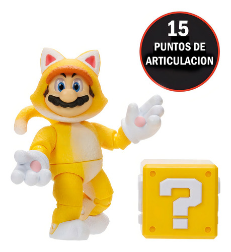 Boneco de 5 polegadas do filme Super Mario Bros Cat Mario