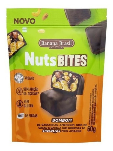 Nutsbites Bombom Choc. Meio Amargo Recheio Cast, Amend, Can.