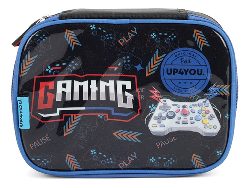 Estojo Escolar Box Grande Gaming P/ 100 Lapis Azul Up4you