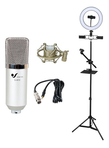 Combo Streaming Microfono Venetian Ring Light Soporte Piso