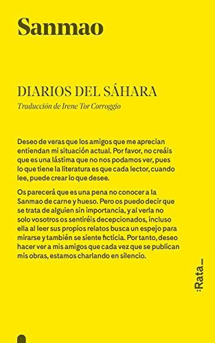 Diarios del SÃÂ¡hara, de Sanmao. Editorial Rata, tapa blanda en español