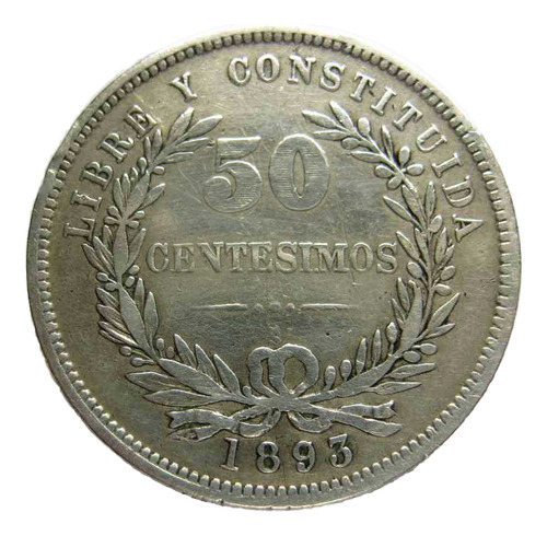 50 Cents 1893 De Plata M/bien Con Error Vea La Descripción.-