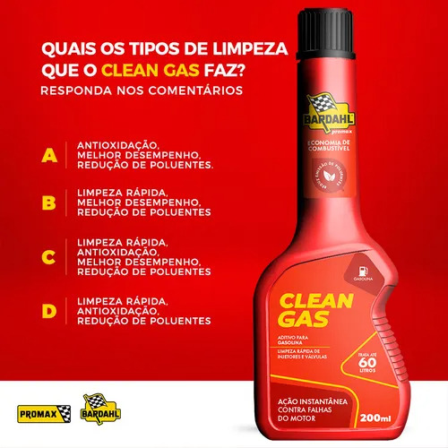 Aditivo Para Gasolina Bardahl Clean Gas 200ml C/nf Env Rápid Vermelho