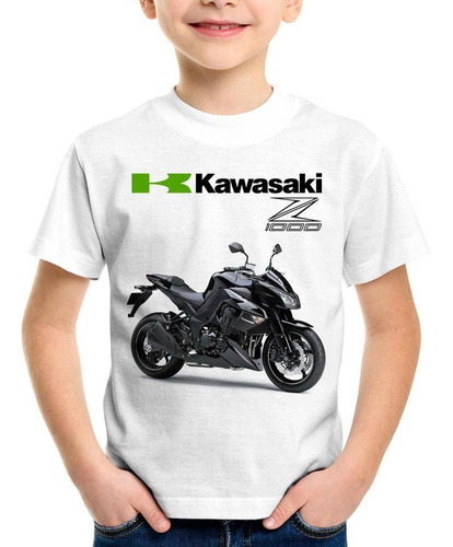 Camiseta Infantil Moto Kawasaki Z 1000 Preta 2012