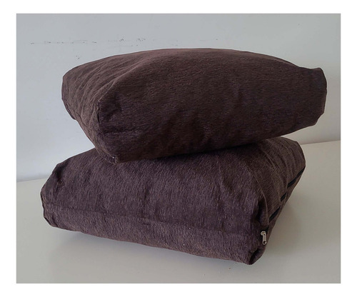 Almohadones De Sillones Chenille 50x50x10 4 Unidades Color Chocolate Diseño De La Tela Liso
