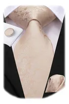 Comprar Set De Corbata , Panuelo Y Gemelos Hi-tie Seda Champagne