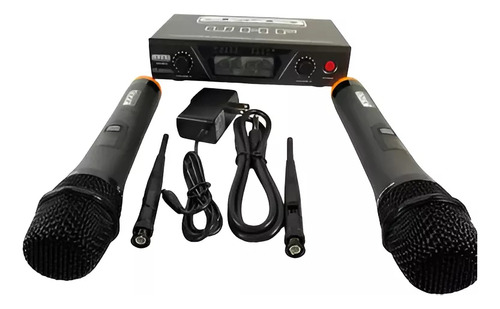 Sistema Inalámbrico Uhf De 2 Micrófonos De Mano Jzg-38-hu Color Negro