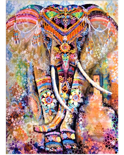 Bordado Pintura Diamante - Elefante Hindú 40x50 Decorar