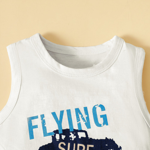 Conjunto Verano Bebé 9-24 M Sin Manga Con Estampado De Carro