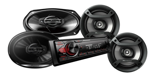 Combo Pioneer Mxt S216bt + Parlantes Pioneer 6x9 Ts G6930f