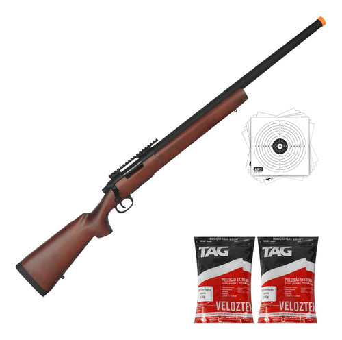 Airsoft Sniper 6mm Rossi M24 Storm Wood Mola Bbs 1000un