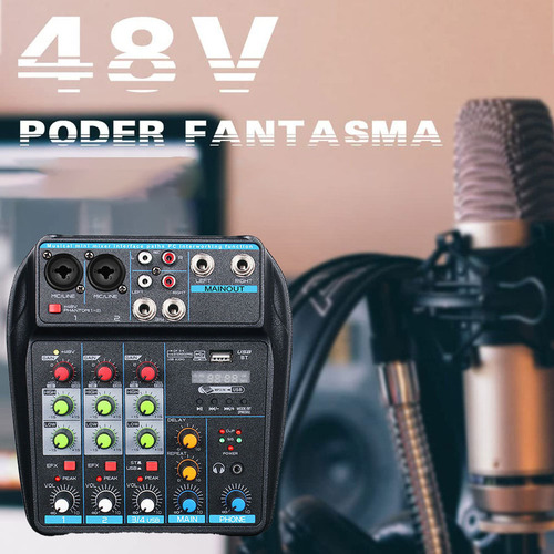 Shaoke Tablero De Sonido 4 Canales Bluetooth Power Usb Mixer